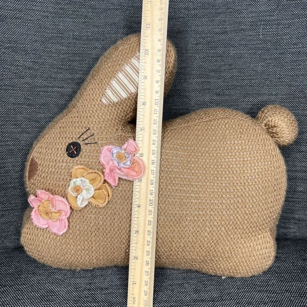Bunny Shape Knit Pillow Floral Baby Child Room Easter Decor